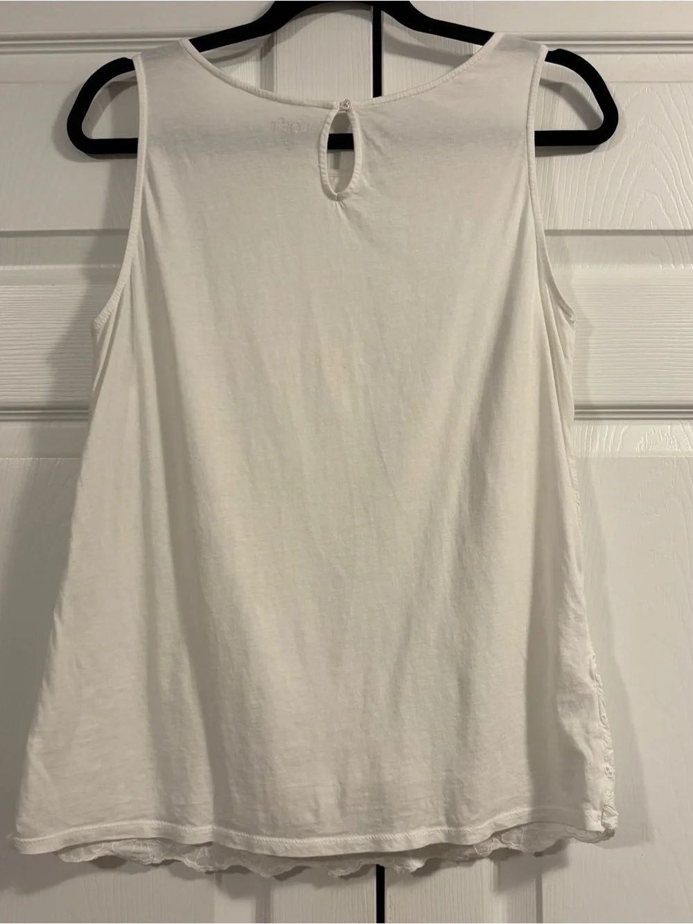 LOFT White Floral Eyelet Scoop Neck Sleeveless Cotton Top - Picture 5 of 11